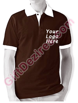 Designer Cocoa and White Color Logo Custom T Shirts